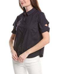 Renuar - Woven Button Front Blouse - Lyst