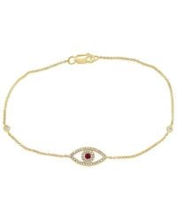 Sabrina Designs - 14k 0.18 Ct. Tw. Diamond & Ruby Evil Eye Bracelet - Lyst