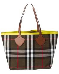 Burberry - Check Large Reversible Canvas & Leather Tote - Lyst