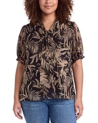 Jones New York - Plus Tie Neck Blouse - Lyst