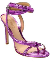 Schutz Courtney High Leather Sandal - Purple