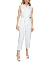 Reiss Elba Pocket Sleeveless Linen Jumpsuit - White