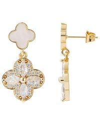 Adornia - 14K Plated Mother Of Pearl & Clover Drop Earrings - Lyst