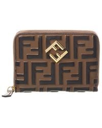 Fendi - Ff Diamonds Leather Zip Around Medium Wallet - Lyst