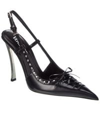 Versace - Laced Pin-point Leather Slingback Pump - Lyst