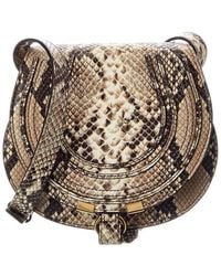 Chloé - Marcie Small Snake-Embossed Leather Saddle Bag - Lyst