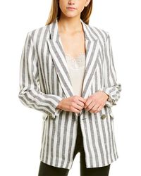 IRO Striped Linen Jacket - White