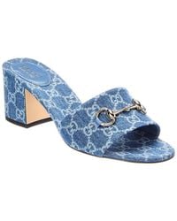 Gucci - Horsebit Gg Denim Sandal - Lyst