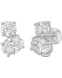 Diana M. Jewels - Diana M. 14K 5.00 Ct. Tw. Lab-Grown Diamond Two-Stone Earrings - Lyst