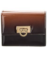 Ferragamo - Gancini Clasp Leather Card Case Wallet - Lyst