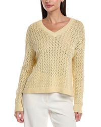 Lafayette 148 New York - Cabled V-Neck Linen & Silk-Blend Sweater - Lyst