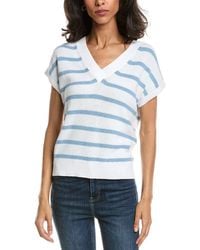 Forte - Stripe Cap Sleeve V-Neck Sweater - Lyst