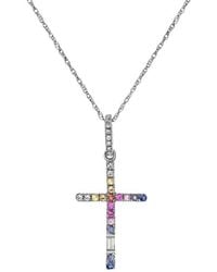 Diana M. Jewels - Fine Jewelry 14k 0.24 Ct. Tw. Diamond & Sapphire Cross Pendant - Lyst