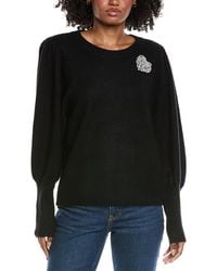 Cece - Heart Rhinestone Patch Puff Sleeve Sweater - Lyst