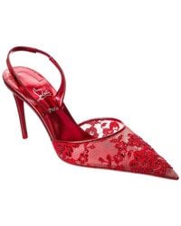 Christian Louboutin - Kate Max O Sling 85 Lace & Leather Slingback Pump - Lyst