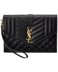 Saint Laurent - Monogram Leather Clutch - Lyst
