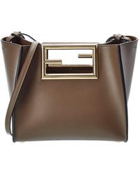 Fendi Way Small Leather Tote - Brown