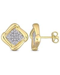 Rina Limor - Vermeil 0.20 Ct. Tw. Diamond Halo Earrings - Lyst