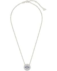 Sterling Forever - Cz Evil Eye Disc Pendant Necklace - Lyst
