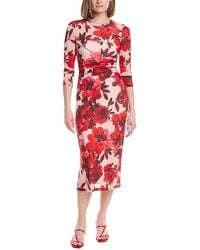 Anne Klein - Side Ruched Mesh Midi Dress - Lyst