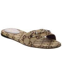 Gucci - Horsebit Gg Canvas Sandal - Lyst
