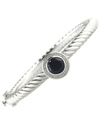 Gemstones - Round & Stainless Steel 2.36 Ct. Tw. Diamond & Lab-Grown Sapphire Bangle Bracelet - Lyst