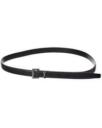 Saint Laurent - Cassandre Thin Leather Belt - Lyst