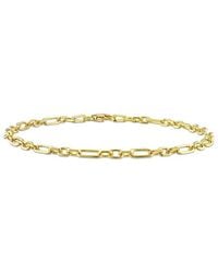 Italian Silver - 18K Over Figaro Chain Bracelet - Lyst