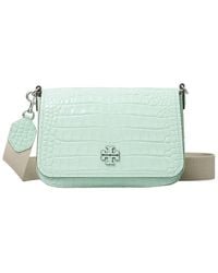 Tory Burch - Thea Embossed Flap Leather Crossbody - Lyst