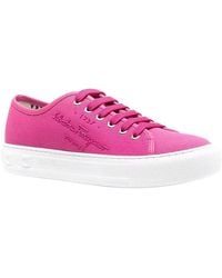 Ferragamo - Logo-Low-Top Leather Sneaker - Lyst