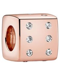 PANDORA - Moments 14K Rose Plated Cz Charm - Lyst