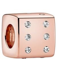 PANDORA - Moments 14K Rose Plated Cz Charm - Lyst