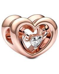 PANDORA - Moments 14K Rose Plated Cz Charm - Lyst
