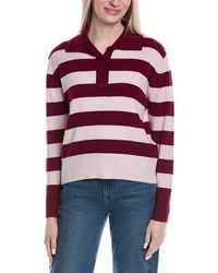 Brodie Cashmere - Stripe Wool & Cashmere-Blend Henley Sweater - Lyst