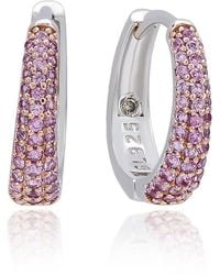 Suzy Levian - 0.39 Ct. Tw. Diamond & Sapphire Huggie Hoop Earrings - Lyst