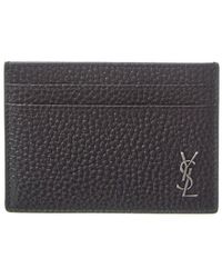 Saint Laurent - Tiny Monogram Leather Card Case - Lyst