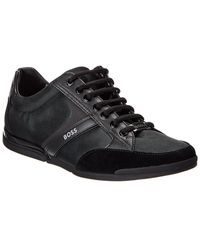 BOSS - Saturn Mesh & Leather Sneaker - Lyst