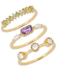 TIRAMISU - 14K Plated 1.36 Ct. Tw. Gemstone & 3X3Mm Pearl Ring Set - Lyst