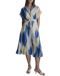 DKNY - Printed Supple Satin Shirtdress - Lyst
