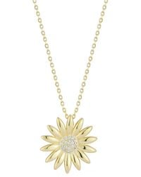 Sphera Milano - 14k Over Silver Cz Sunflower Necklace - Lyst