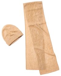 Amicale - Cashmere Brushed Cashmere Hat & Scarf Set - Lyst