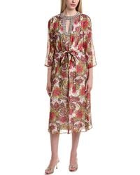 FLORA BEA NYC - Steffina Silk Midi Dress - Lyst