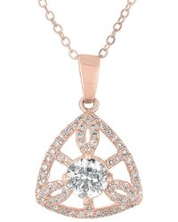 Genevive Jewelry - 18k Rose Gold Vermeil Cz Pendant - Lyst