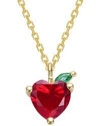 Genevive Jewelry - 14K Plated Cz Pendant Necklace - Lyst