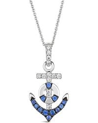 Le Vian - Le Vian Sapphire 14K 0.35 Ct. Tw. Diamond & Sapphire Pendant Necklace - Lyst