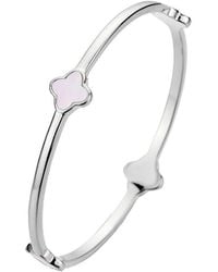 Adornia - Plated Mother Of Pearl Clover Bangle Bracelet - Lyst