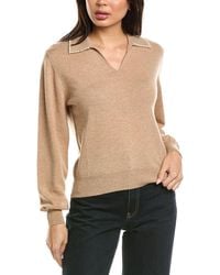 Brodie Cashmere - Pearl Collar Wool & Cashmere-Blend Polo Sweater - Lyst