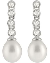Splendid - Silver 7.5-8mm Freshwater Pearl & Cz Drop Earrings - Lyst