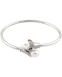 Splendid - Rhodium Plated 11-12Mm Pearl & Cz Bracelet - Lyst