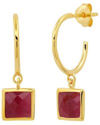 MAX + STONE - Max + Stone 14k Over Silver 1.90 Ct. Tw. Red Corundum Half Hoop Earrings - Lyst